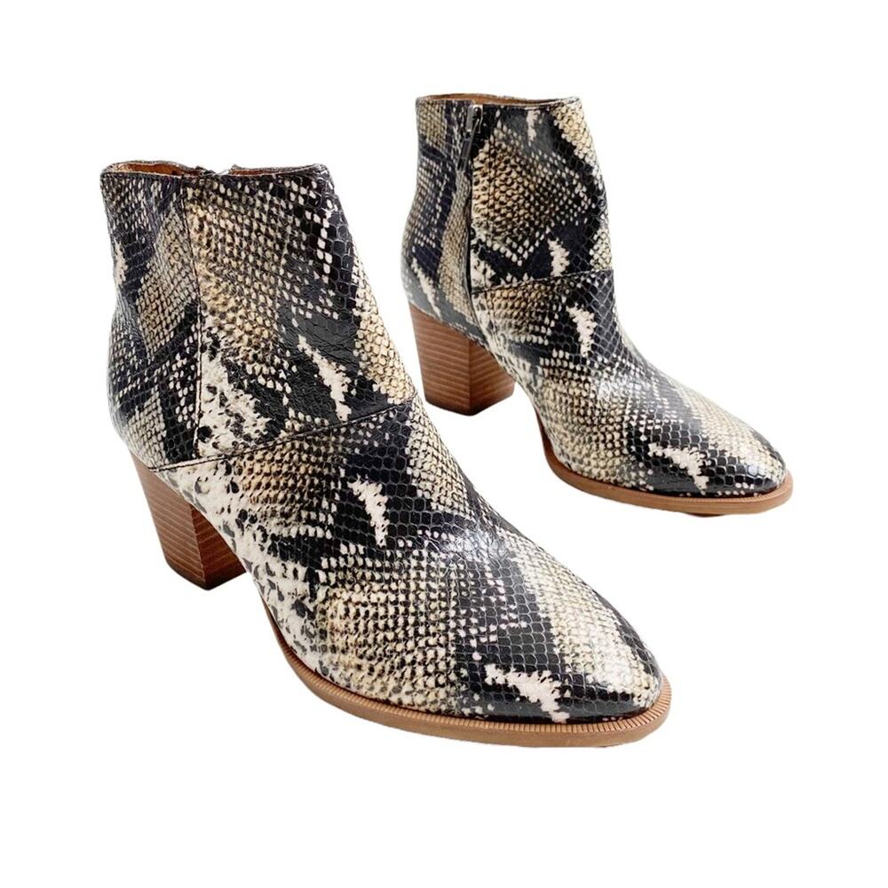 MADEWELL The Rosie Ankle Boot in Snake Embossed Moonstone Multi Leather